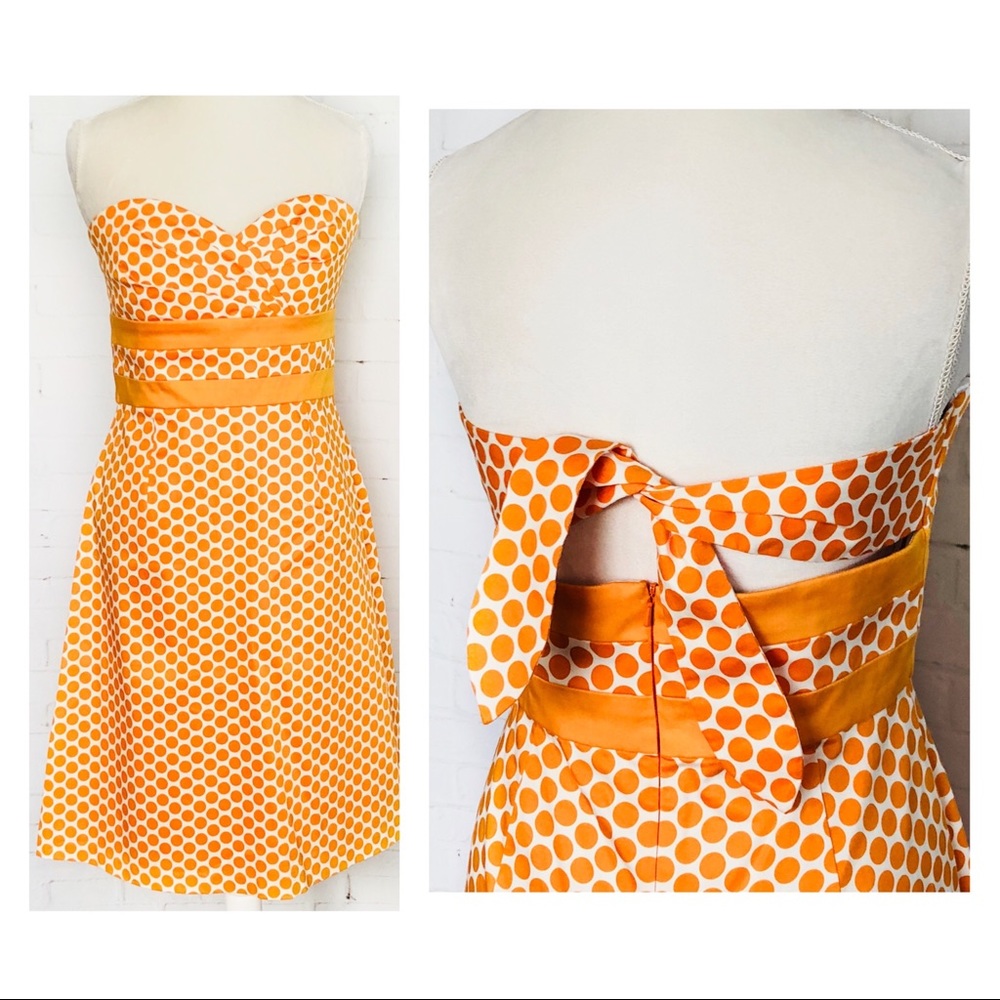 Donna Ricco NWT Polka Dot Orange Strapless Dress